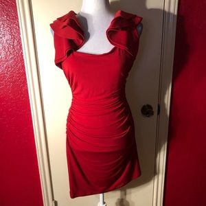 Laundry by Shelli Segal Ruched Dress with Ruffle Sleeves